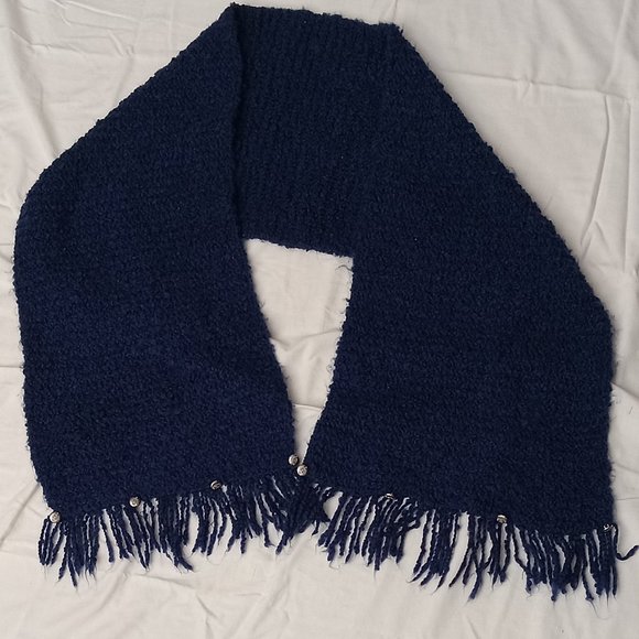 Scarf hand made navy blue very warm. - Picture 1 of 2